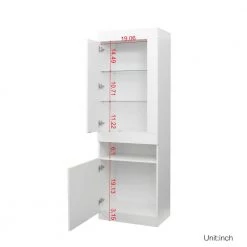 White Side Storage Cabinet with Shelves, LED Light by Wateday -Wateday Sales Store white wateday accent cabinets yj yuki9596737 fa 1000