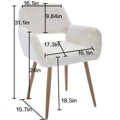 White Faux Fur Upholstered Side Chair with Wooden Legs by Wateday -Wateday Sales Store white wateday accent chairs yj yuki9595965 1f 1000