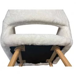 White Faux Fur Upholstered Side Chair with Wooden Legs by Wateday -Wateday Sales Store white wateday accent chairs yj yuki9595965 4f 1000
