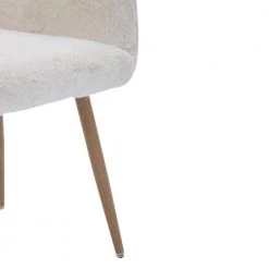 White Faux Fur Upholstered Side Chair with Wooden Legs by Wateday -Wateday Sales Store white wateday accent chairs yj yuki9595965 c3 1000