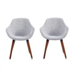 White Fabric Arm Chair (Set of 2 by Wateday