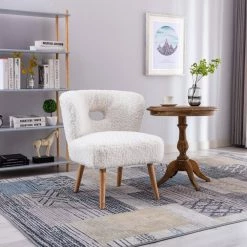 White Faux Fur Open Back Side Chair by Wateday 13 White Faux Fur Open Back Side Chair by Wateday -Wateday Sales Store white wateday accent chairs yj yuki9596208 31 1000