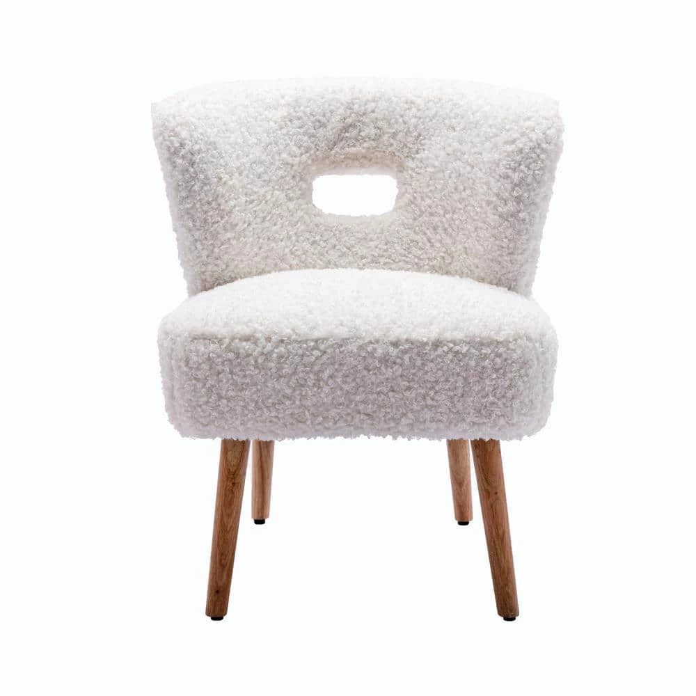 White Faux Fur Open Back Side Chair by Wateday 1 White Faux Fur Open Back Side Chair by Wateday