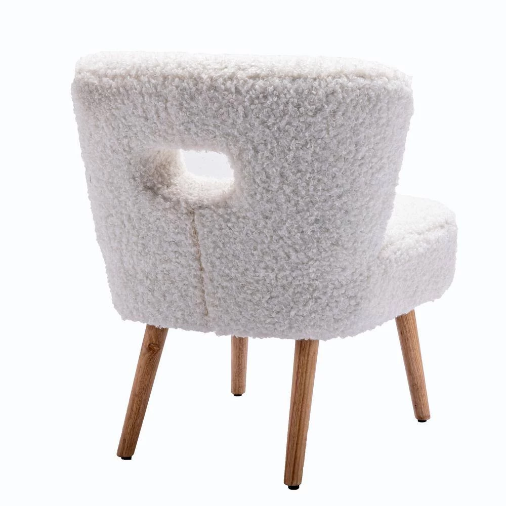 White Faux Fur Open Back Side Chair by Wateday 3 White Faux Fur Open Back Side Chair by Wateday - Image 3