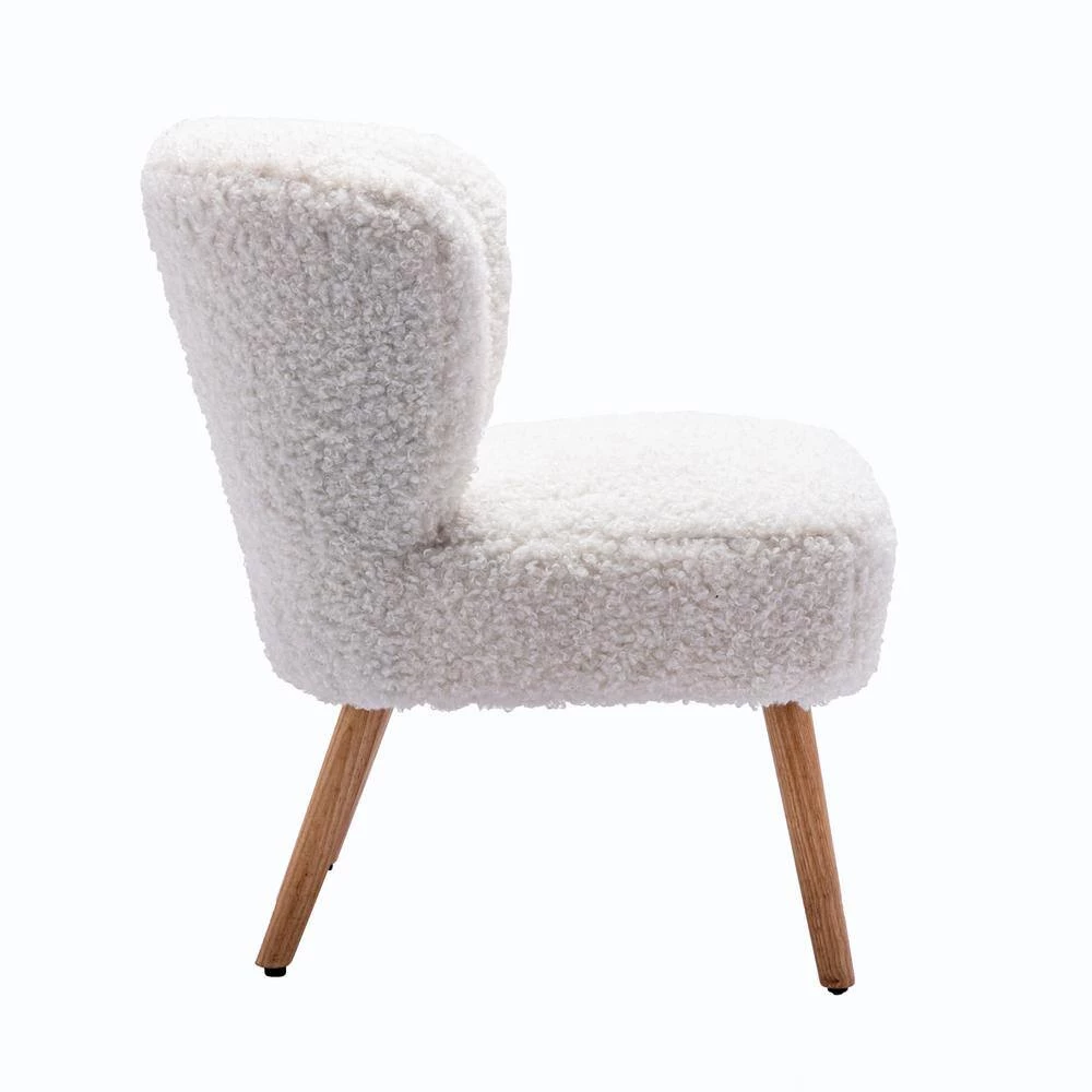 White Faux Fur Open Back Side Chair by Wateday 2 White Faux Fur Open Back Side Chair by Wateday - Image 2