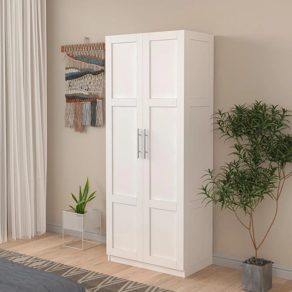 White Armoire with 2-Doors 70.87 in. H x 15.75 in. W x 29.53 in. D by Wateday 3 White Armoire with 2-Doors 70.87 in. H x 15.75 in. W x 29.53 in. D by Wateday - Image 3