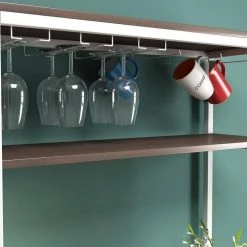 5-Tier White Baker Rack with Glass, Cup Holders, Hooks by Wateday -Wateday Sales Store white wateday baker s racks yj yuki9595506 1f 1000