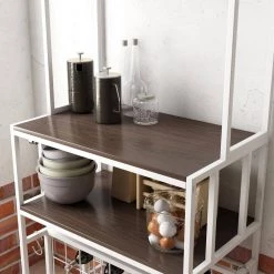 5-Tier White Baker Rack with Glass, Cup Holders, Hooks by Wateday -Wateday Sales Store white wateday baker s racks yj yuki9595506 44 1000