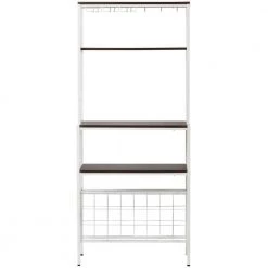 5-Tier White Baker Rack with Glass, Cup Holders, Hooks by Wateday