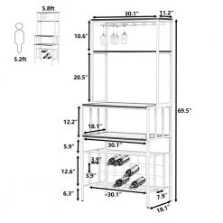 5-Tier White Baker Rack with Glass, Cup Holders, Hooks by Wateday -Wateday Sales Store white wateday baker s racks yj yuki9595506 fa 1000