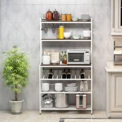 6-Tier White Baker Rack with Glass, Cup Holders by Wateday 15 6-Tier White Baker Rack with Glass, Cup Holders by Wateday -Wateday Sales Store white wateday baker s racks yj yuki9595508 31 1000