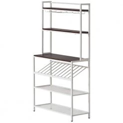 6-Tier White Baker Rack with Glass, Cup Holders by Wateday