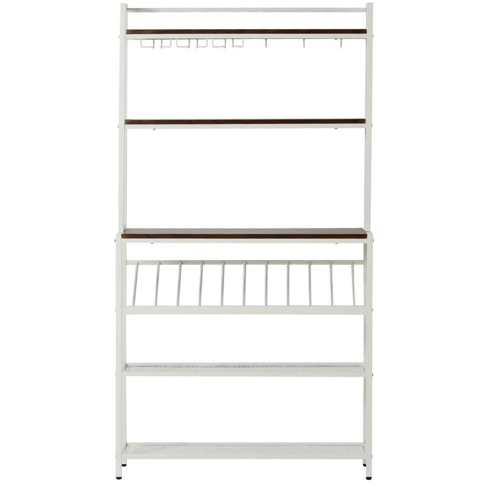 6-Tier White Baker Rack with Glass, Cup Holders by Wateday 3 6-Tier White Baker Rack with Glass, Cup Holders by Wateday - Image 3