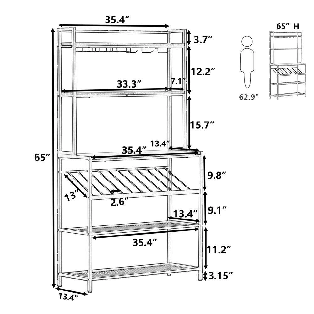 6-Tier White Baker Rack with Glass, Cup Holders by Wateday 7 6-Tier White Baker Rack with Glass, Cup Holders by Wateday - Image 7
