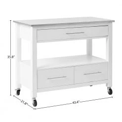 White Kitchen Cart with Wheels by Wateday -Wateday Sales Store white wateday bar carts yj yuki9595806 1f 1000