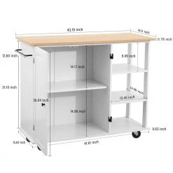 White Kitchen Cart with Large Cabinet and Towel Rack by Wateday -Wateday Sales Store white wateday bar carts yj yuki9595819 1f 1000