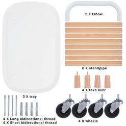 White Storage Utility Cart with Wheels and Handle by Wateday -Wateday Sales Store white wateday bar carts yj yuki9596101 44 1000