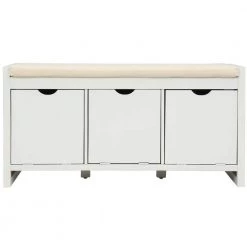 White Storage Bench 19.8 in. H x 14 in. W x 39 in. L by Wateday