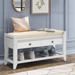 White Entryway Storage Bench 19.8 in. H x 14 in. W x 39 in. L by Wateday -Wateday Sales Store white wateday bedroom benches yj yuki9595285 31 1000
