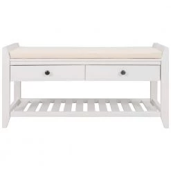 White Entryway Storage Bench 19.8 in. H x 14 in. W x 39 in. L by Wateday