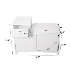 White Shoe Storage Bench with Drawer and Cabinet, 23.7 in. H x 14.2 in. W x 31.9 in. D by Wateday 8 White Shoe Storage Bench with Drawer and Cabinet, 23.7 in. H x 14.2 in. W x 31.9 in. D by Wateday -Wateday Sales Store white wateday bedroom benches yj yuki9595365 4f 1000