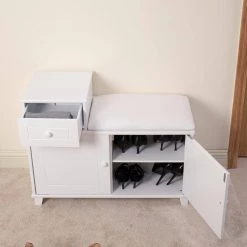 White Shoe Storage Bench with Drawer and Cabinet, 23.7 in. H x 14.2 in. W x 31.9 in. D by Wateday 7 White Shoe Storage Bench with Drawer and Cabinet, 23.7 in. H x 14.2 in. W x 31.9 in. D by Wateday -Wateday Sales Store white wateday bedroom benches yj yuki9595365 c3 1000