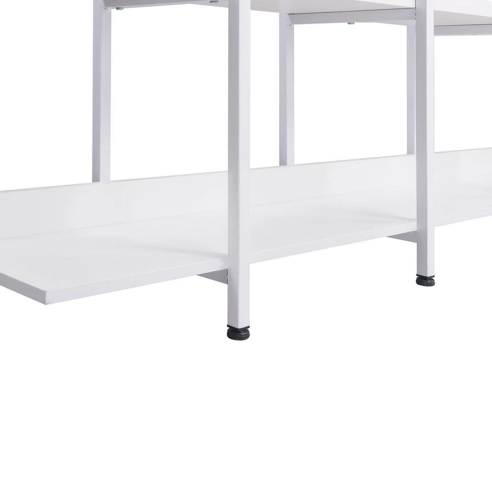 70.87 in White Wood 5-Tier Bookcase with Metal Frame by Wateday 3 70.87 in White Wood 5-Tier Bookcase with Metal Frame by Wateday - Image 3