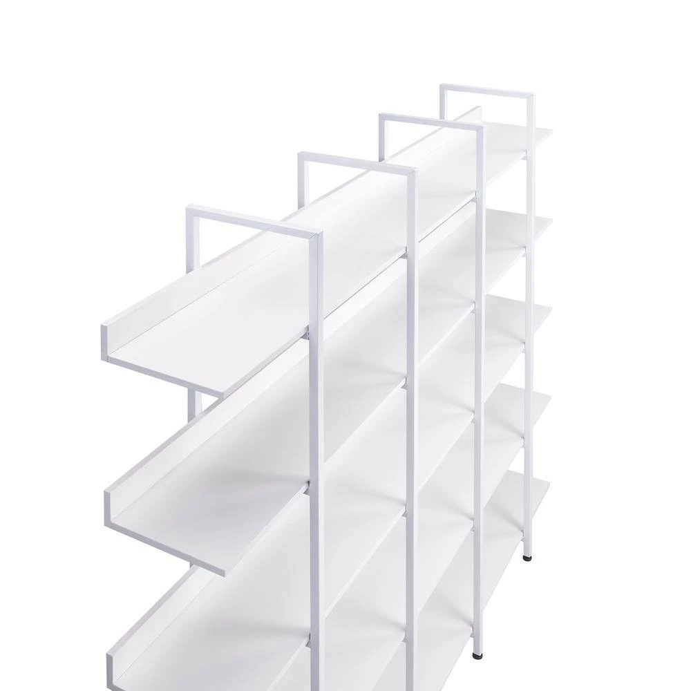 70.87 in White Wood 5-Tier Bookcase with Metal Frame by Wateday 2 70.87 in White Wood 5-Tier Bookcase with Metal Frame by Wateday - Image 2