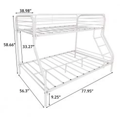 White Twin-Over-Full Bunk Bed with Enhanced Upper-Level Guardrail by Wateday -Wateday Sales Store white wateday bunk beds yj yuki9596432 4f 1000