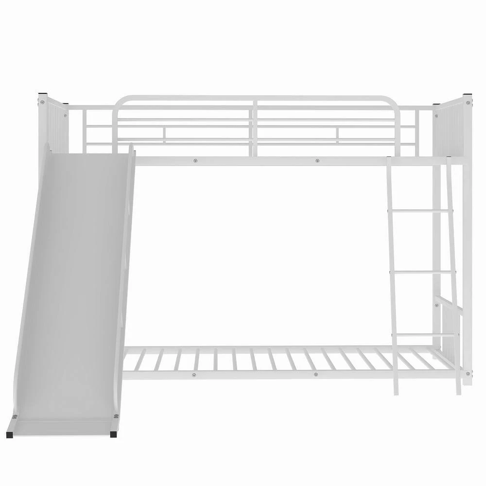 White Twin over Twin Bunk Bed with Ladder, Slide by Wateday 5 White Twin over Twin Bunk Bed with Ladder, Slide by Wateday - Image 5