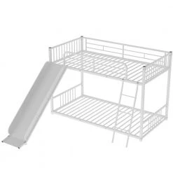White Twin over Twin Bunk Bed with Ladder, Slide by Wateday 13 White Twin over Twin Bunk Bed with Ladder, Slide by Wateday -Wateday Sales Store white wateday bunk beds yj yuki9596819 44 1000
