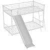 White Twin over Twin Bunk Bed with Ladder, Slide by Wateday