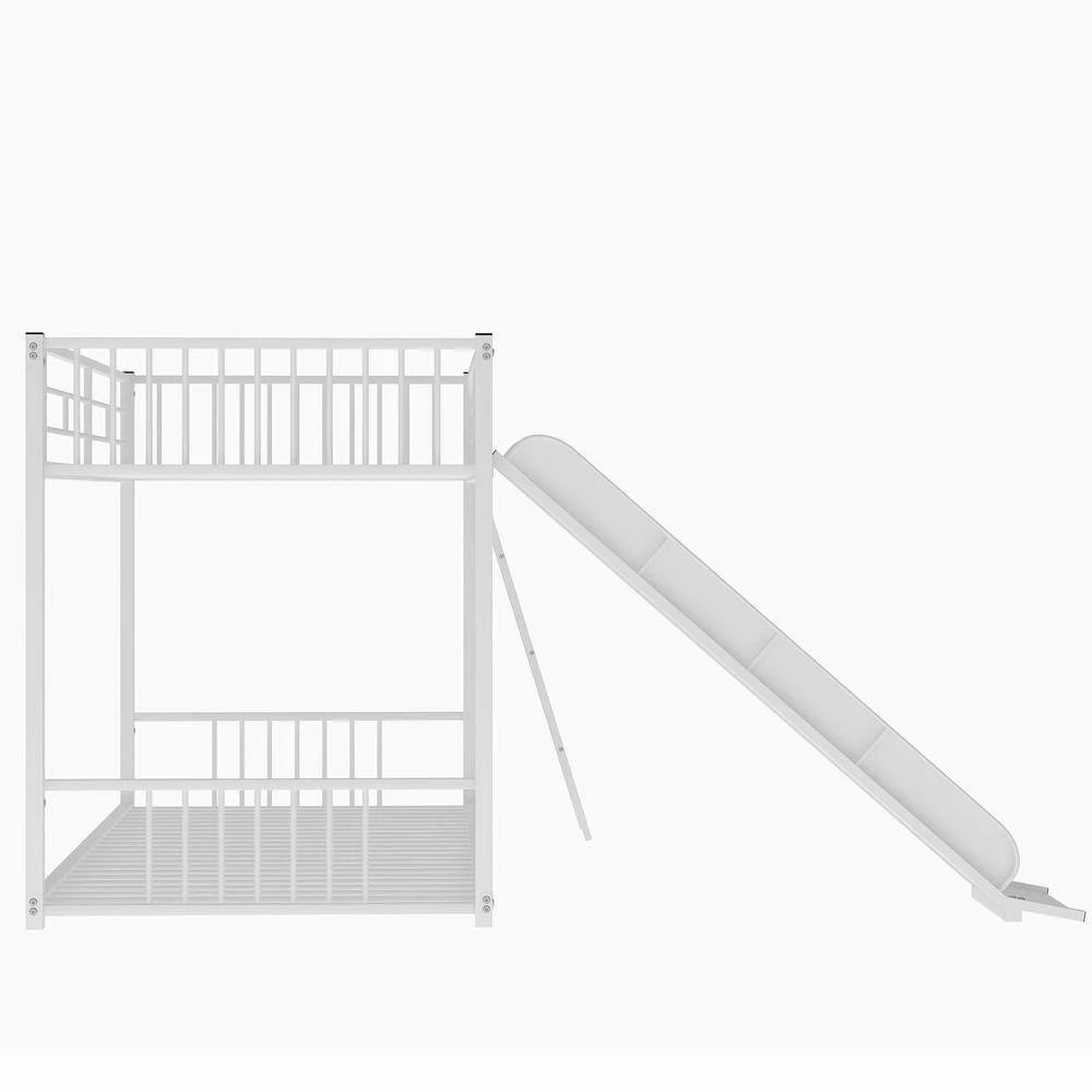 White Twin over Twin Bunk Bed with Ladder, Slide by Wateday 2 White Twin over Twin Bunk Bed with Ladder, Slide by Wateday - Image 2