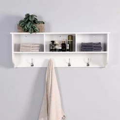 White Wall Mounted Coat Rack with 4-Hooks Storage Shelf by Wateday 7 White Wall Mounted Coat Rack with 4-Hooks Storage Shelf by Wateday -Wateday Sales Store white wateday coat racks yj yuki9596396 4f 1000