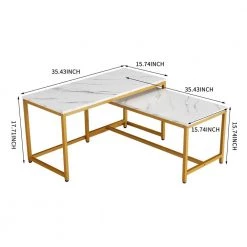 35 .4" White Rectangle MDF Top Nesting Coffee Table with 2 piece by Wateday -Wateday Sales Store white wateday coffee tables yj yuki9595594 1f 1000