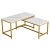 35 .4" White Rectangle MDF Top Nesting Coffee Table with 2 piece by Wateday