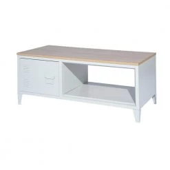 43 .3" White Rectangle MDF Coffee Table with Storage and Cabinet by Wateday