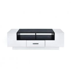 47 in. White Rectangle Wood Coffee Table with Storage Shelf and Drawer by Wateday