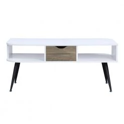 44 " White Rectangle Wood Coffee Table with Drawer by Wateday
