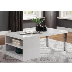 47 " White Rectangle Wood Coffee Table with 2 Open Shelves by Wateday 7 47 " White Rectangle Wood Coffee Table with 2 Open Shelves by Wateday -Wateday Sales Store white wateday coffee tables yj yuki9595671 31 1000