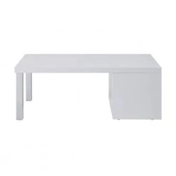 47 " White Rectangle Wood Coffee Table with 2 Open Shelves by Wateday
