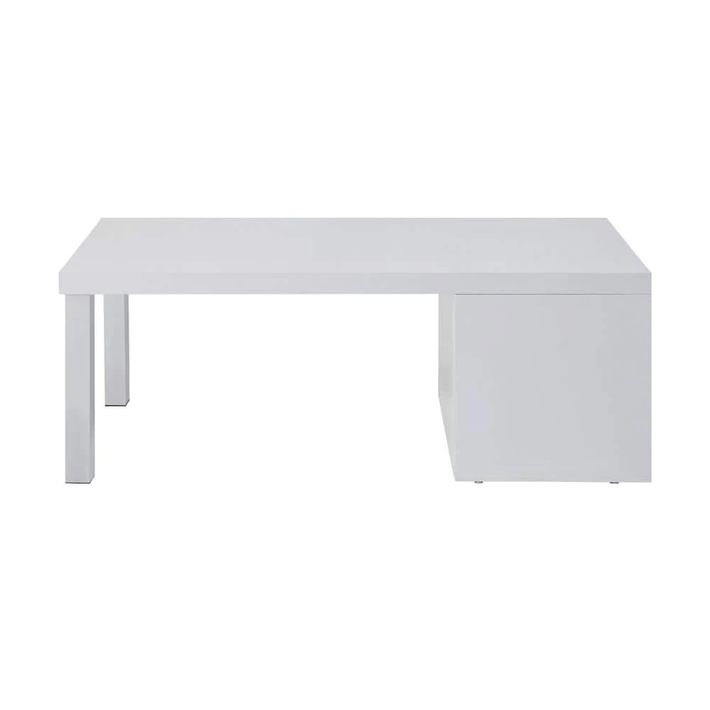47 " White Rectangle Wood Coffee Table with 2 Open Shelves by Wateday 1 47 " White Rectangle Wood Coffee Table with 2 Open Shelves by Wateday