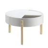 32 in. L White Round Wood Coffee Table with Hidden Storage by Wateday