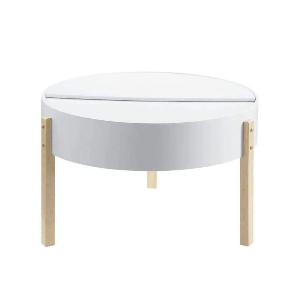 32 in. L White Round Wood Coffee Table with Hidden Storage by Wateday 2 32 in. L White Round Wood Coffee Table with Hidden Storage by Wateday - Image 2