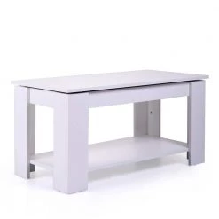 39.4 in. White Small Rectangle Wood Coffee Table with Lift Top by Wateday