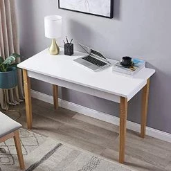 23.62 in. Rectangular White Wood 1-Drawer Computer Desk with Solid Wood Legs by Wateday -Wateday Sales Store white wateday computer desks yj yuki9595767 77 1000