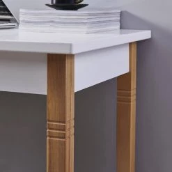 23.62 in. Rectangular White Wood 1-Drawer Computer Desk with Solid Wood Legs by Wateday -Wateday Sales Store white wateday computer desks yj yuki9595767 c3 1000