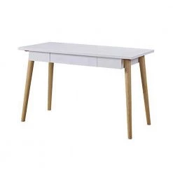 23.62 in. Rectangular White Wood 1-Drawer Computer Desk with Solid Wood Legs by Wateday