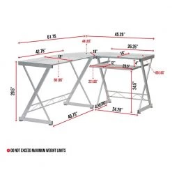 45.25 in. L-Shaped White Glass Computer Desk with Keyboard Tray by Wateday 8 45.25 in. L-Shaped White Glass Computer Desk with Keyboard Tray by Wateday -Wateday Sales Store white wateday computer desks yj yuki9595801 c3 1000