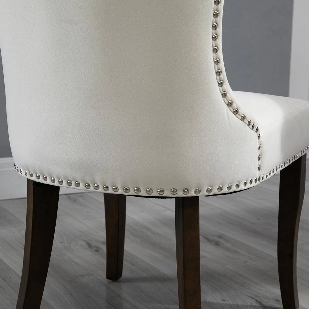 White Tufted Upholstery Dining Chair with Wood Legs, Set of 2 by Wateday 5 White Tufted Upholstery Dining Chair with Wood Legs, Set of 2 by Wateday - Image 5